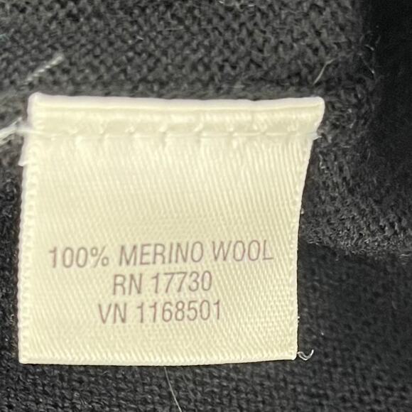 Merona Men's M 100% Merino Wool Black Knit Mock Neck Zip Cardigan - Picture 6 of 6